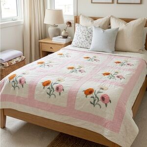 VINTAGE APPLIQUÉ QUILT BLANKET 91X68